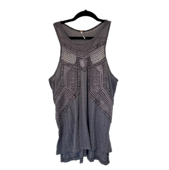 Free People Tops - Free People Beaded Lace Bohemian Purple Tank Top